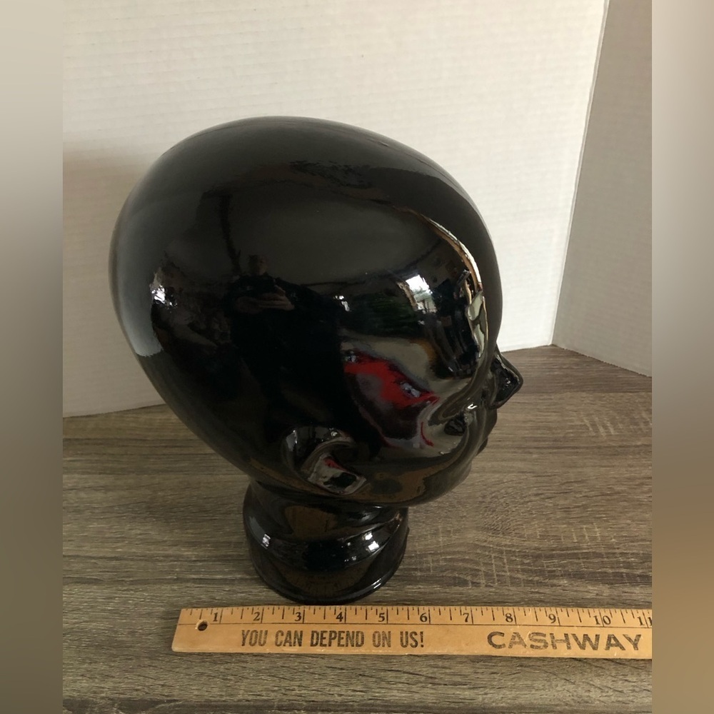 Vtg Black Glass Mannequin Head - Picture 10 of 15